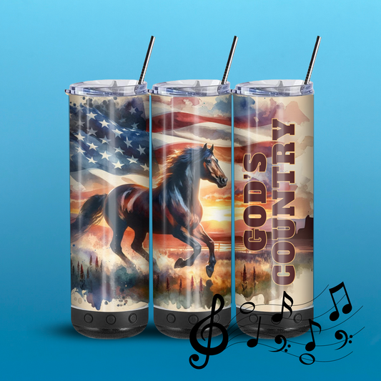 God’s Country 20-Ounce Skinny Stainless Steel Bluetooth Tumbler