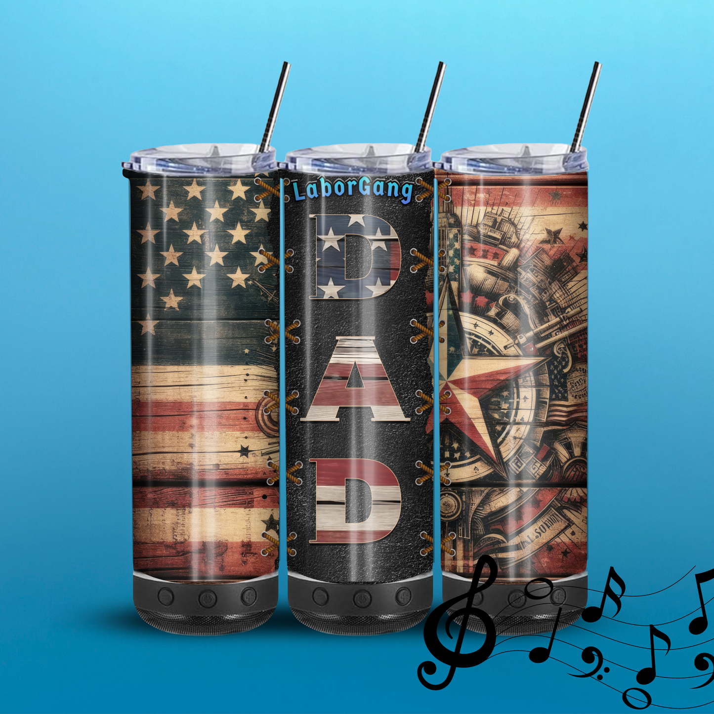 The Dad Cup 20-Ounce Skinny Stainless Steel Bluetooth Tumbler