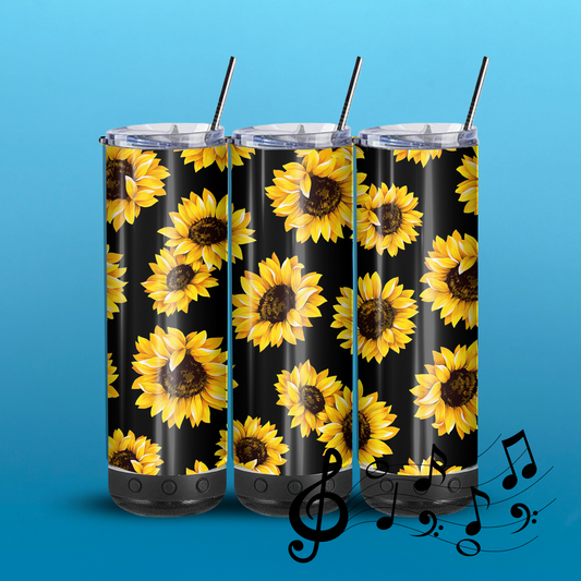 Sunflower 20-Ounce Skinny Stainless Steel Bluetooth Tumbler