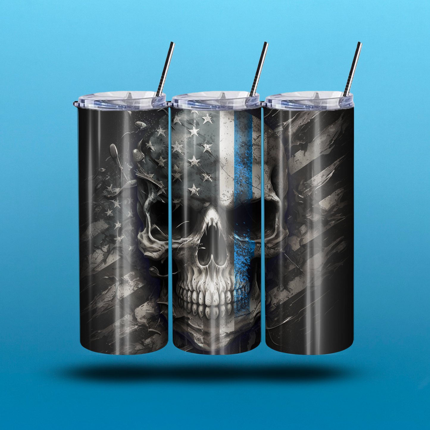 Police Skull 20-Ounce Skinny Stainless Steel Tumbler