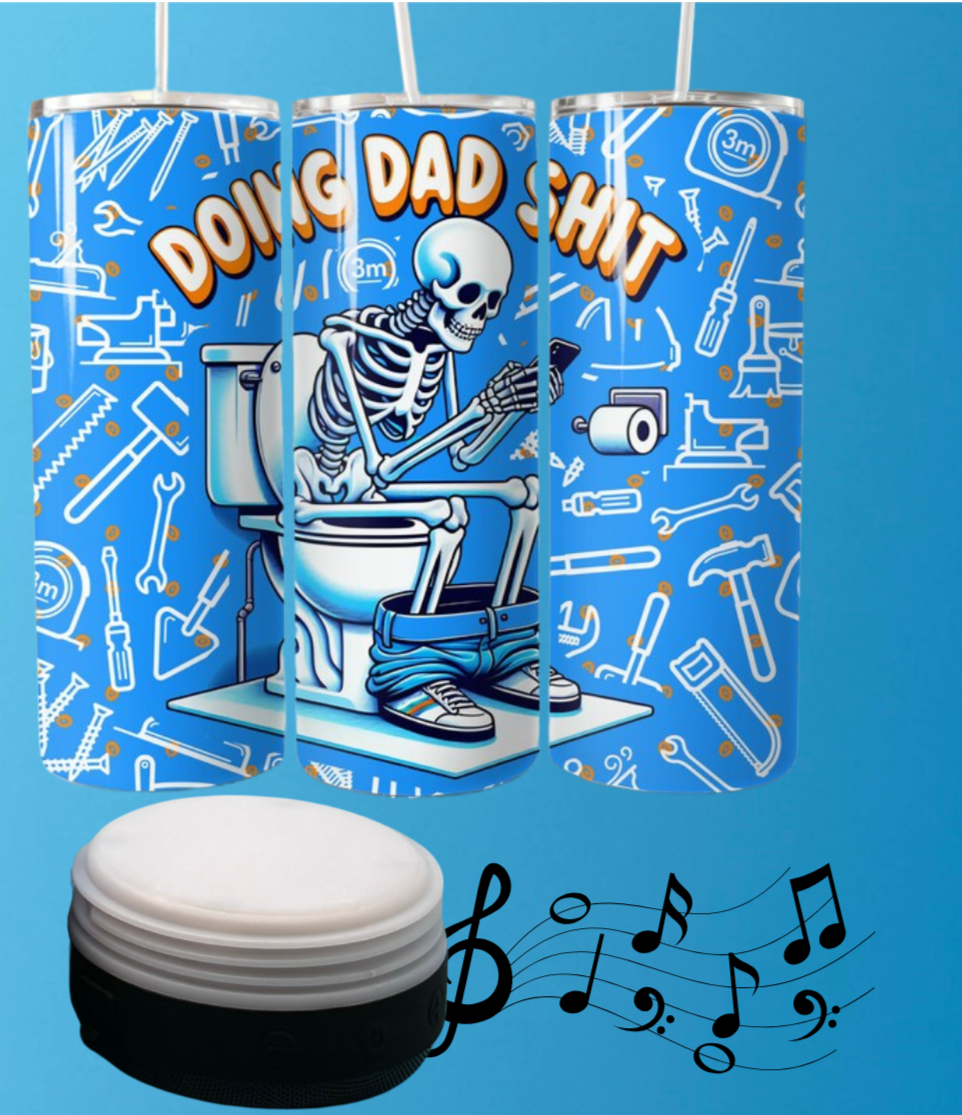 Doing Dad Shit 20-Ounce Skinny Stainless Steel Bluetooth Tumbler