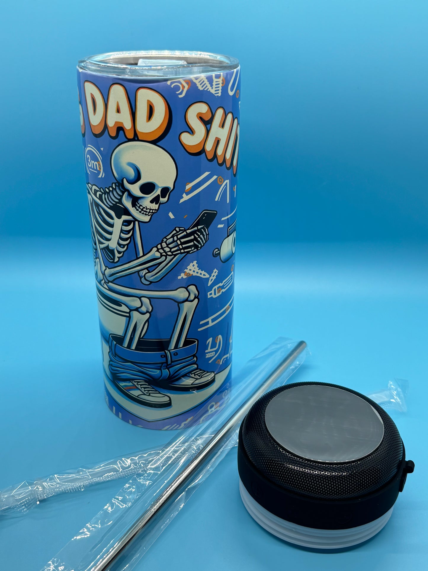 Doing Dad Shit 20-Ounce Skinny Stainless Steel Bluetooth Tumbler