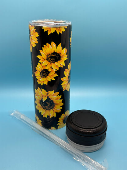 Sunflower 20-Ounce Skinny Stainless Steel Bluetooth Tumbler