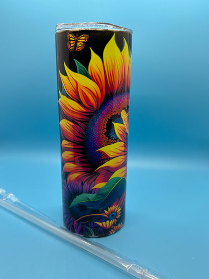 Neon Sunflower 20-Ounce Skinny Stainless Steel Tumbler