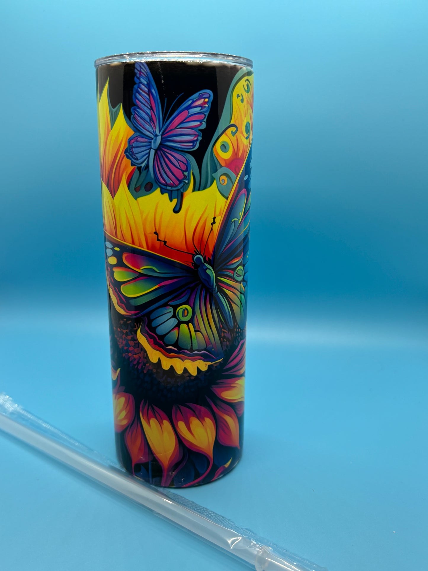 Neon Sunflower 20-Ounce Skinny Stainless Steel Tumbler