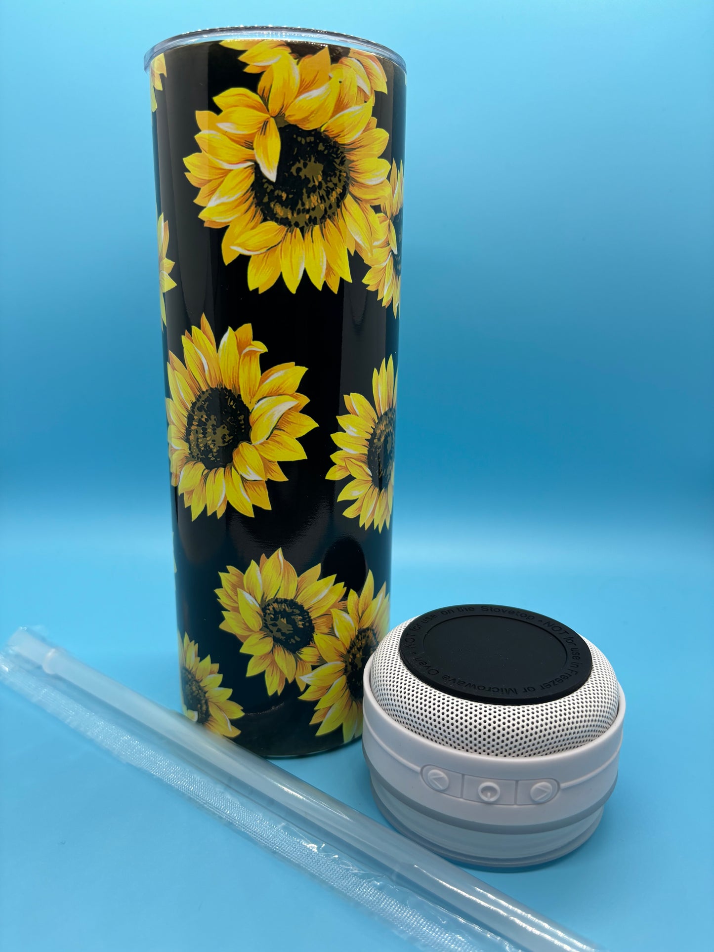 Sunflower 20-Ounce Skinny Stainless Steel Bluetooth Tumbler