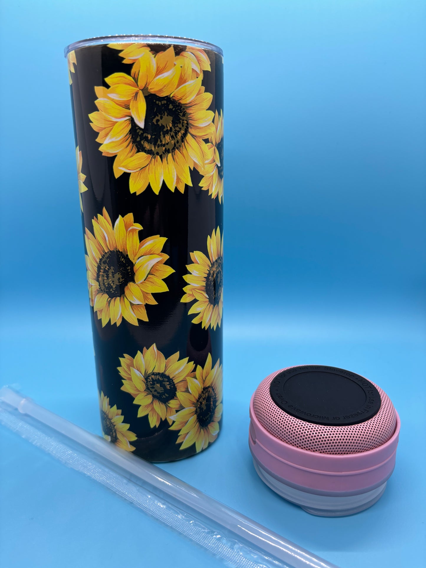 Sunflower 20-Ounce Skinny Stainless Steel Bluetooth Tumbler