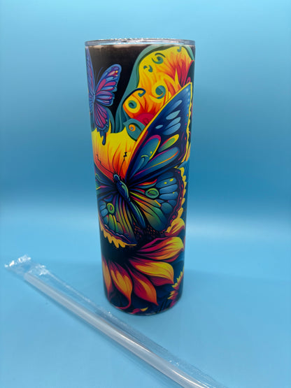 Neon Sunflower 20-Ounce Skinny Stainless Steel Tumbler