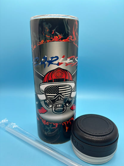 Fearless Firefighter 20-Ounce Skinny Stainless Steel Bluetooth Tumbler