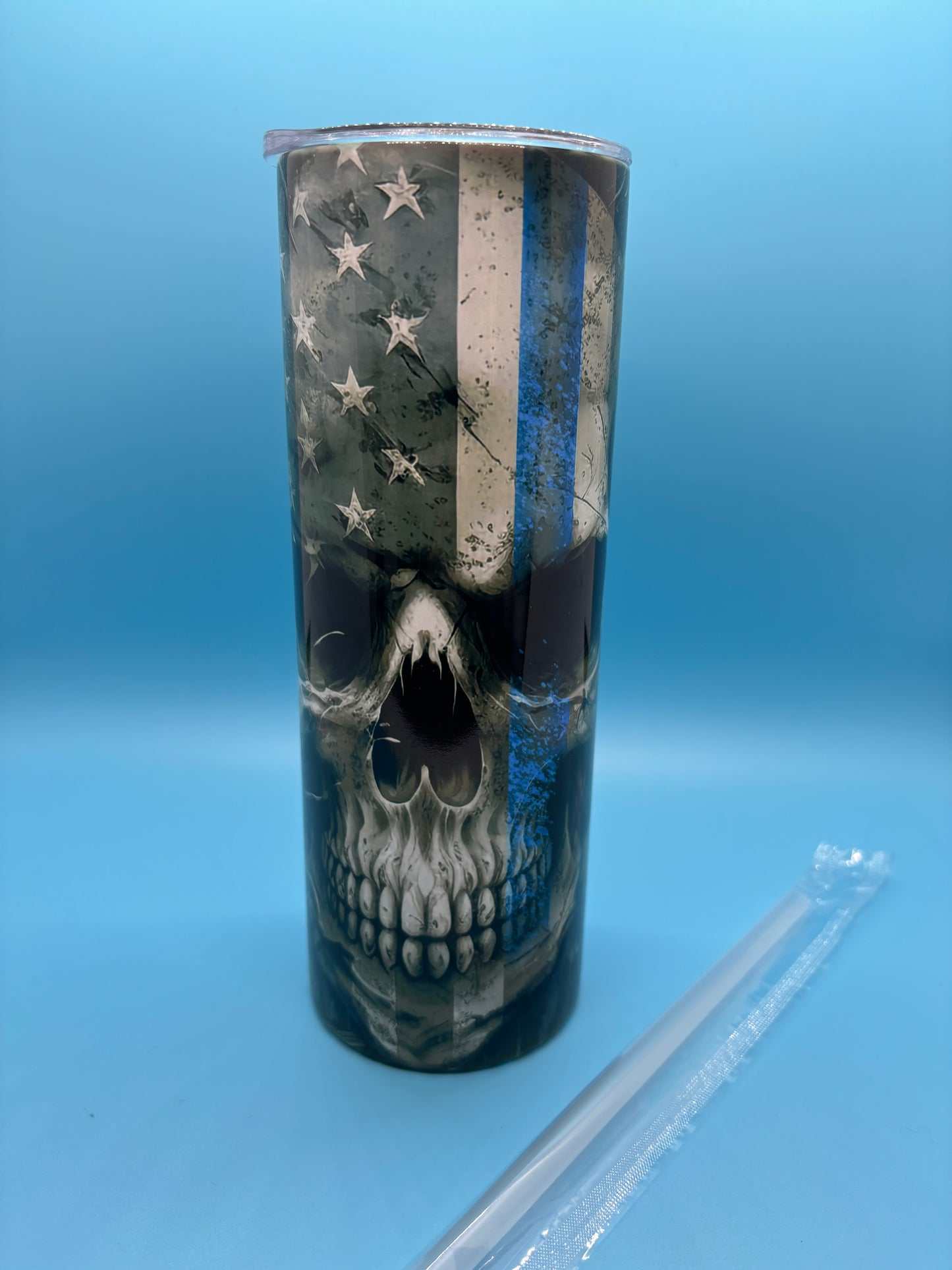 Police Skull 20-Ounce Skinny Stainless Steel Tumbler