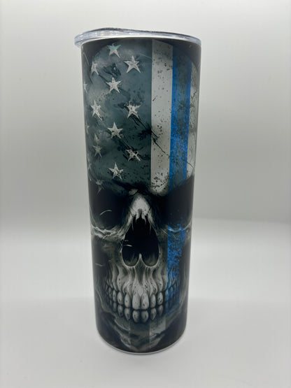 Police Skull 20-Ounce Skinny Stainless Steel Tumbler