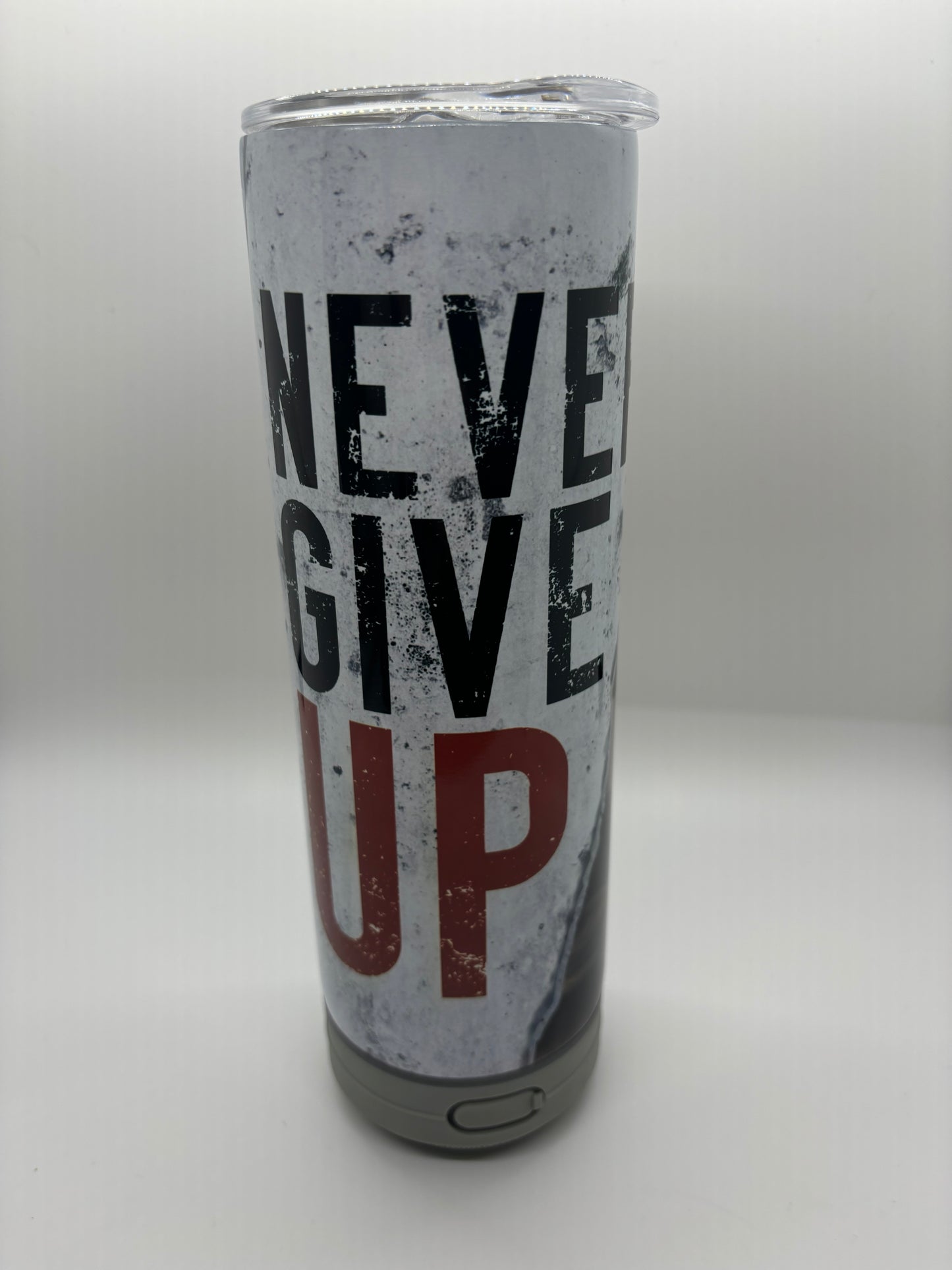 Never Give Up 20-Ounce Skinny Stainless Steel Bluetooth Tumbler