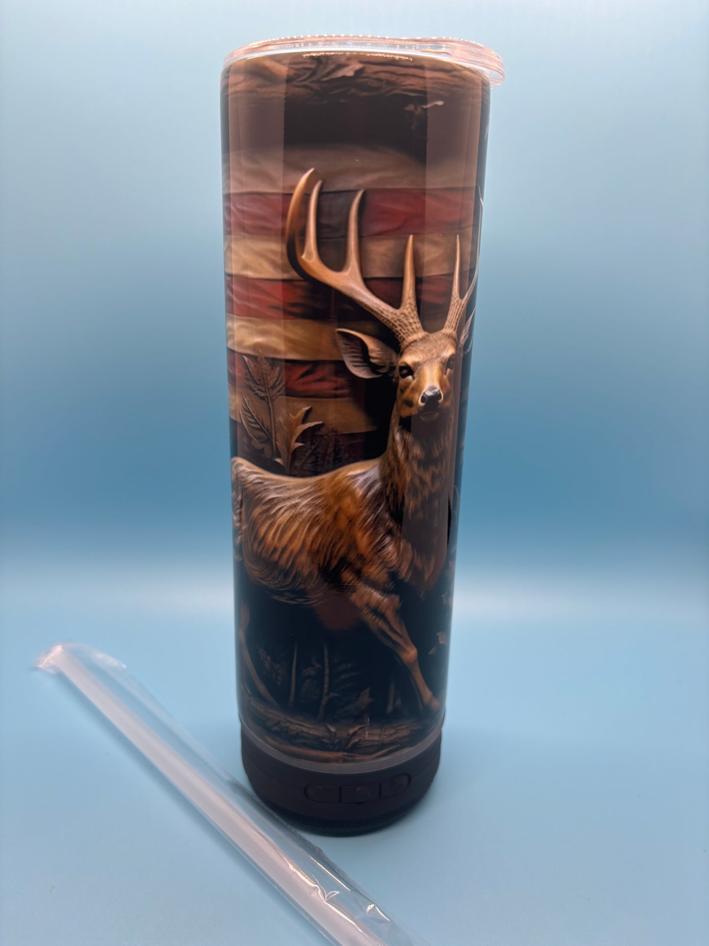 Whitetail Buck 20-Ounce Skinny Stainless Steel Bluetooth Tumbler