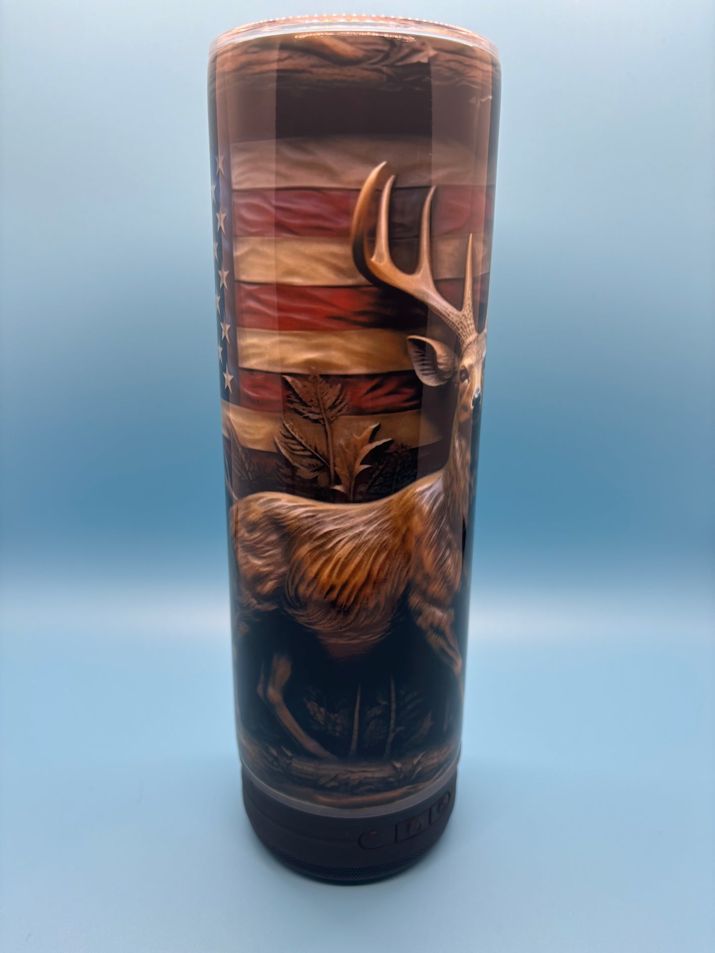 Whitetail Buck 20-Ounce Skinny Stainless Steel Bluetooth Tumbler