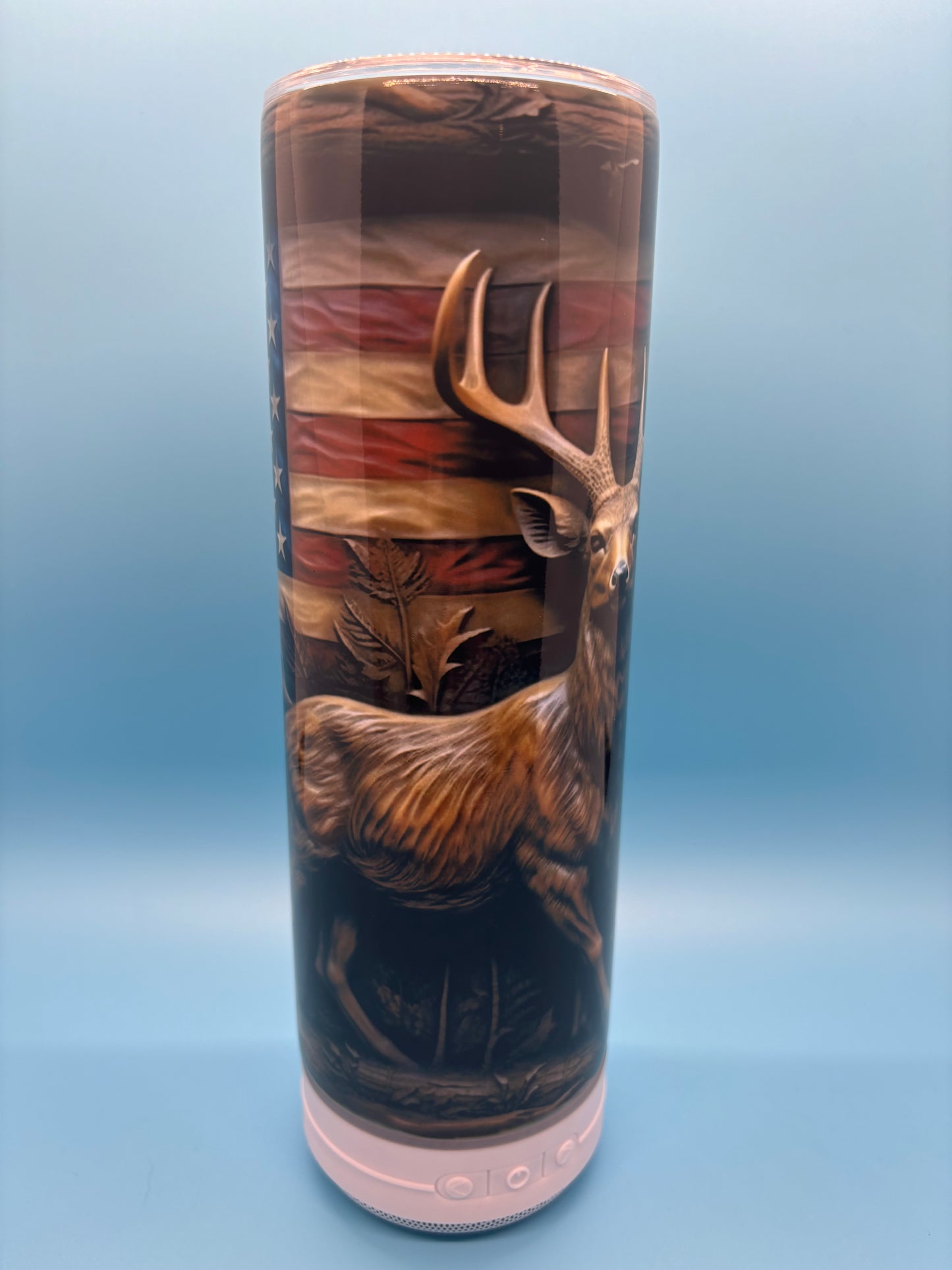 Whitetail Buck 20-Ounce Skinny Stainless Steel Bluetooth Tumbler