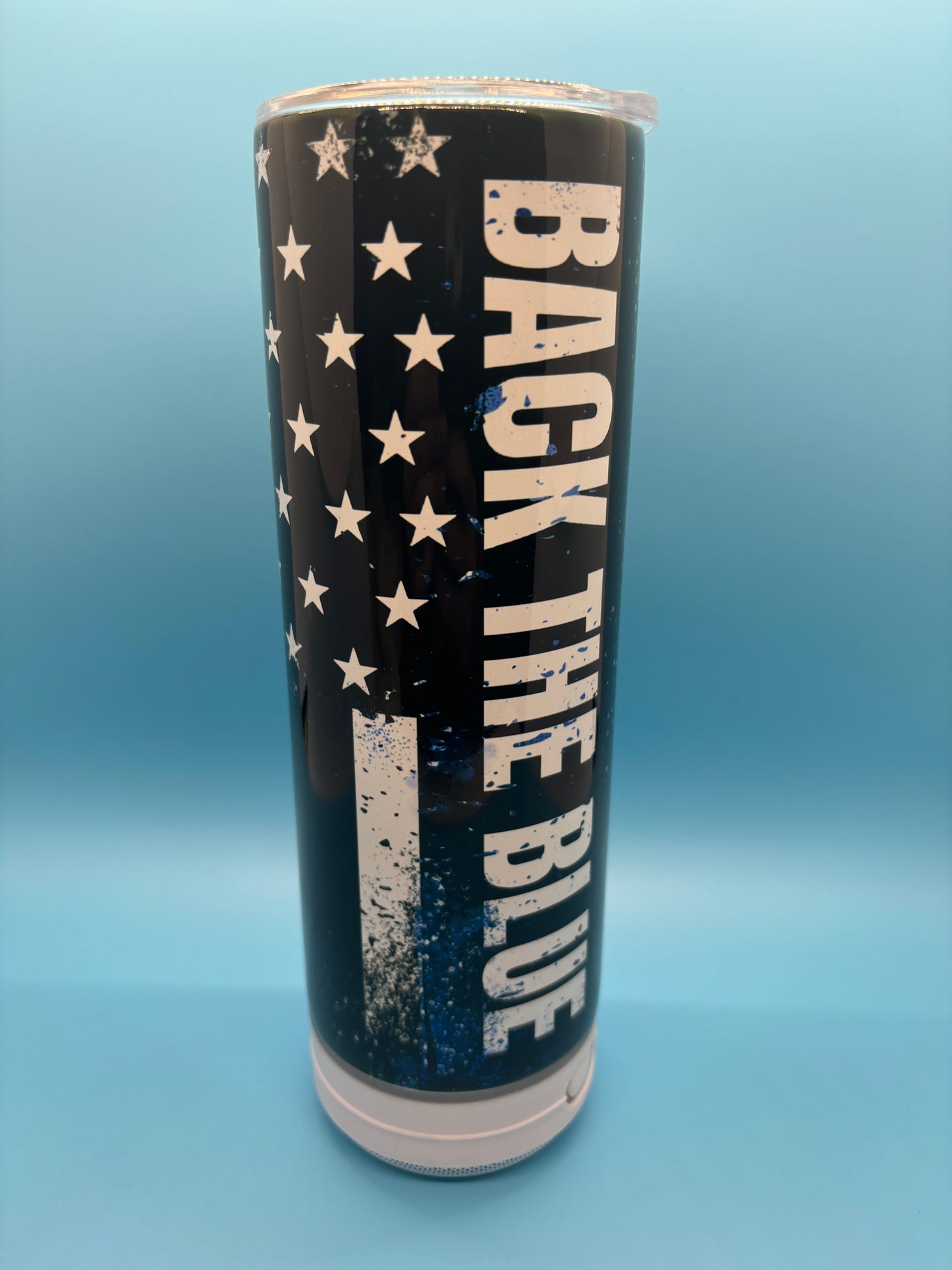 Back The Blue 20-Ounce Skinny Stainless Steel Bluetooth Tumbler