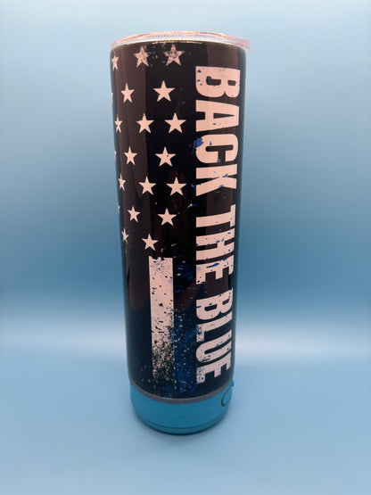 Back The Blue 20-Ounce Skinny Stainless Steel Bluetooth Tumbler