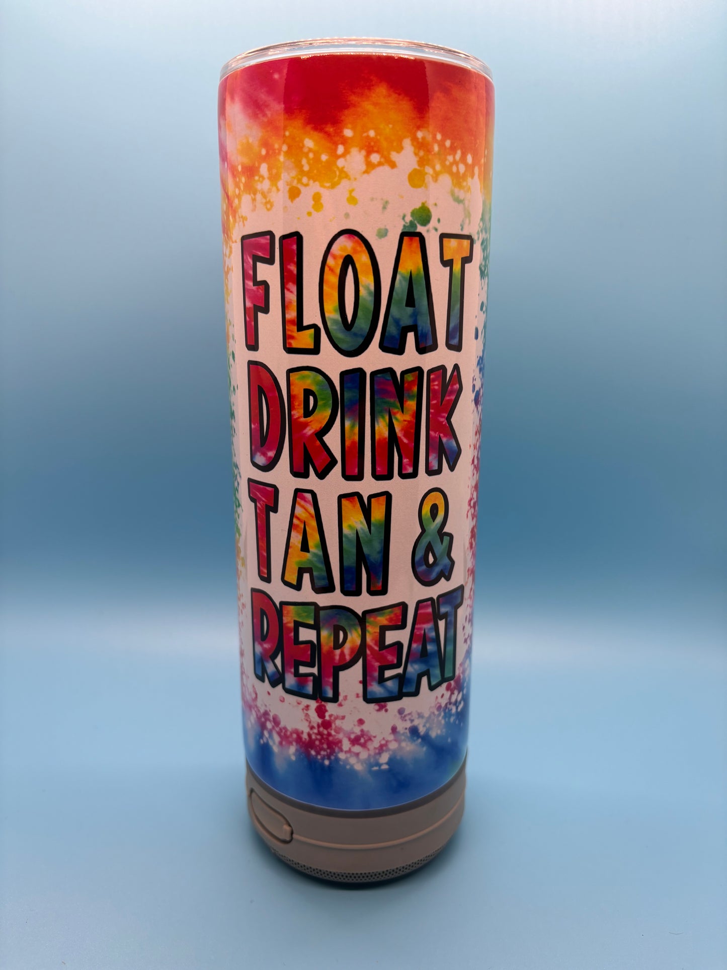 Float, Drink, Tan & Repeat 20-Ounce Skinny Stainless Steel Bluetooth Tumbler