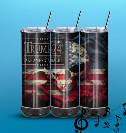 Trump 2024 20-Ounce Skinny Stainless Steel Bluetooth Tumbler