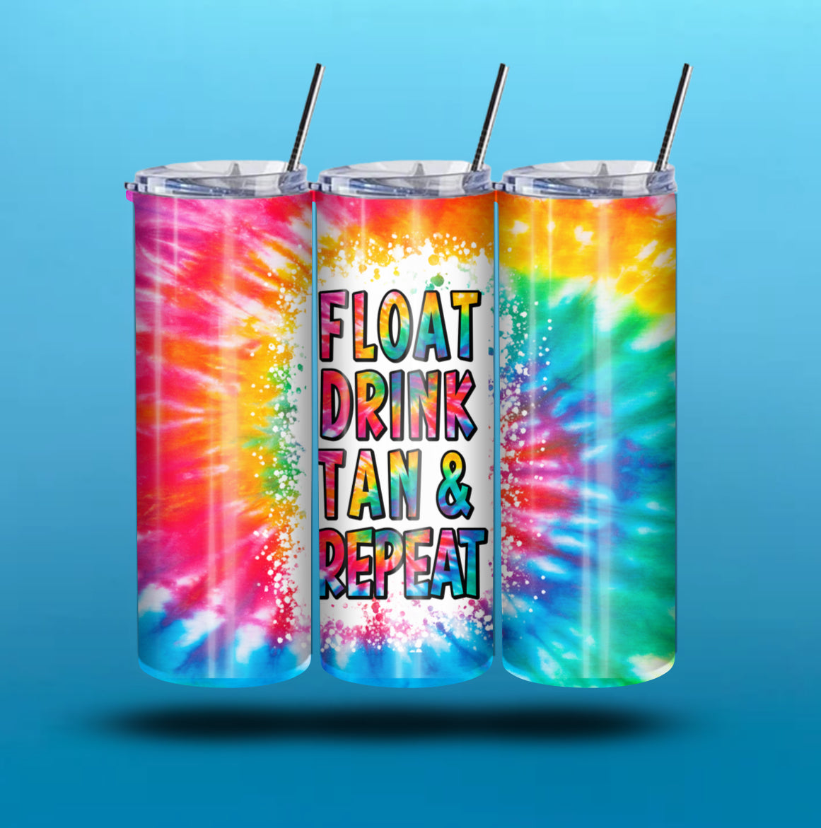 Float, Drink, Tan & Repeat 20-Ounce Skinny Stainless Steel Tumbler