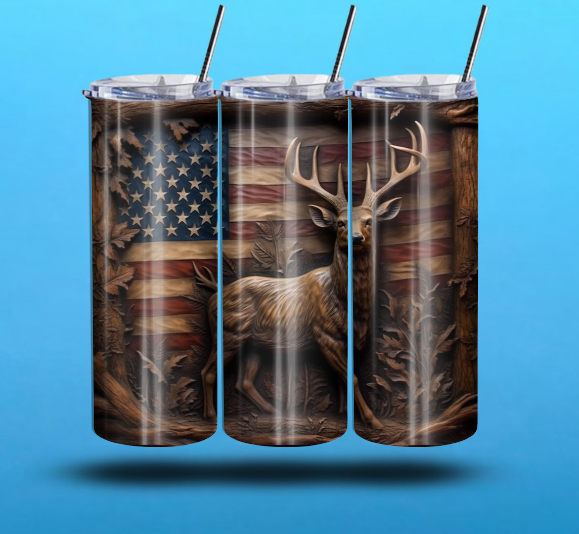 Whitetail Buck 20-Ounce Skinny Stainless Steel Tumbler