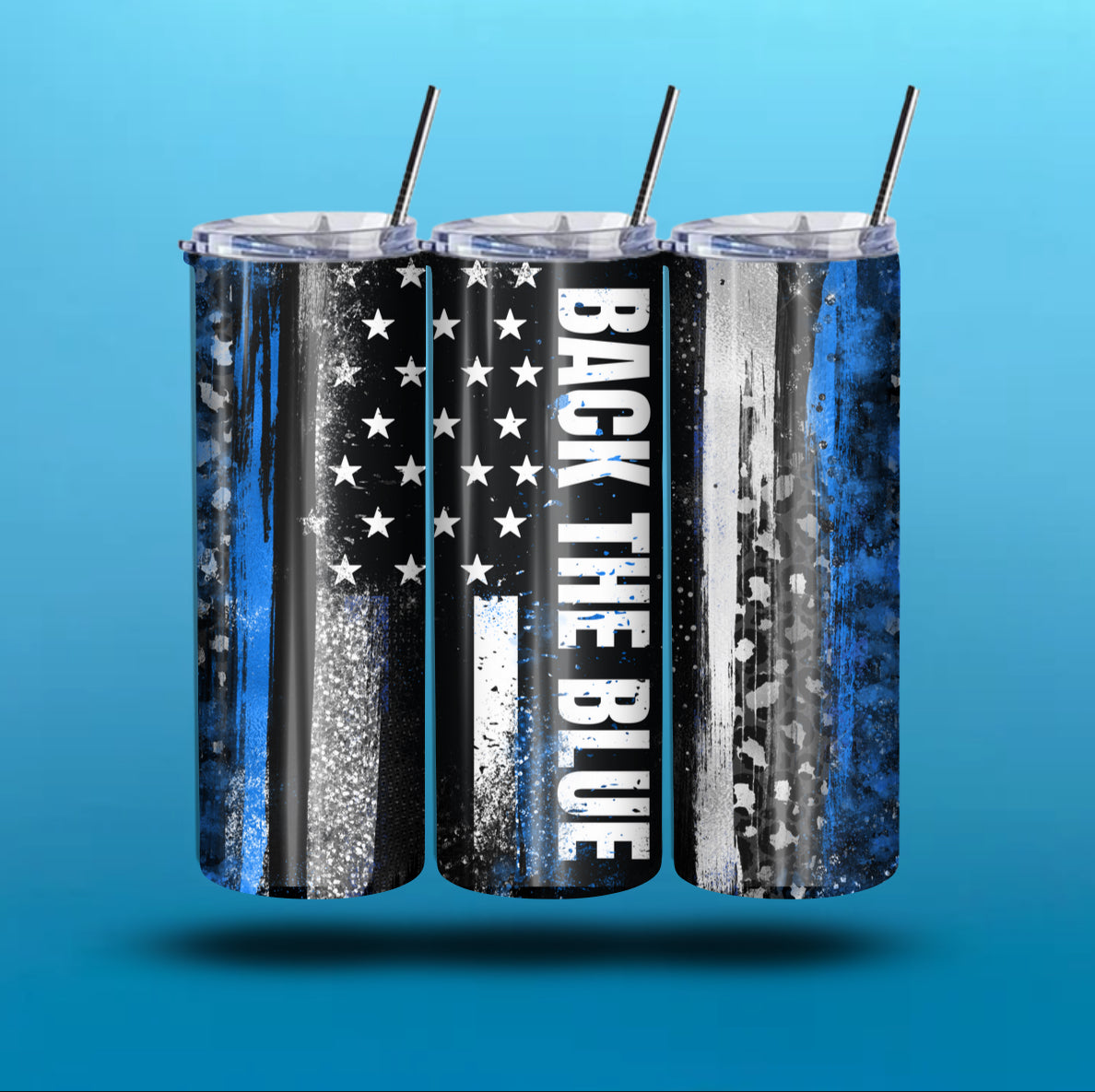 Back The Blue 20-Ounce Skinny Stainless Steel Tumbler